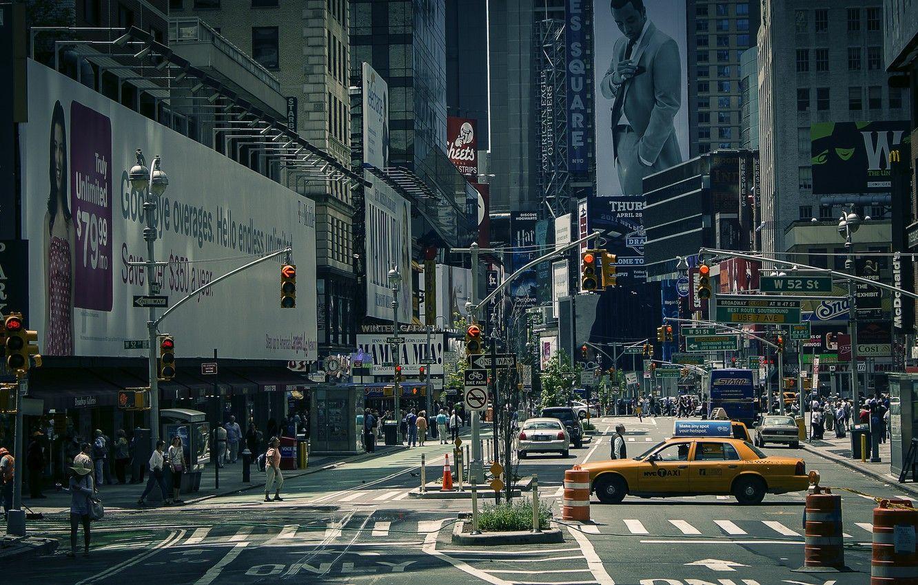1332x850 Wallpaper road, machine, the city, people, street, taxi, USA, New