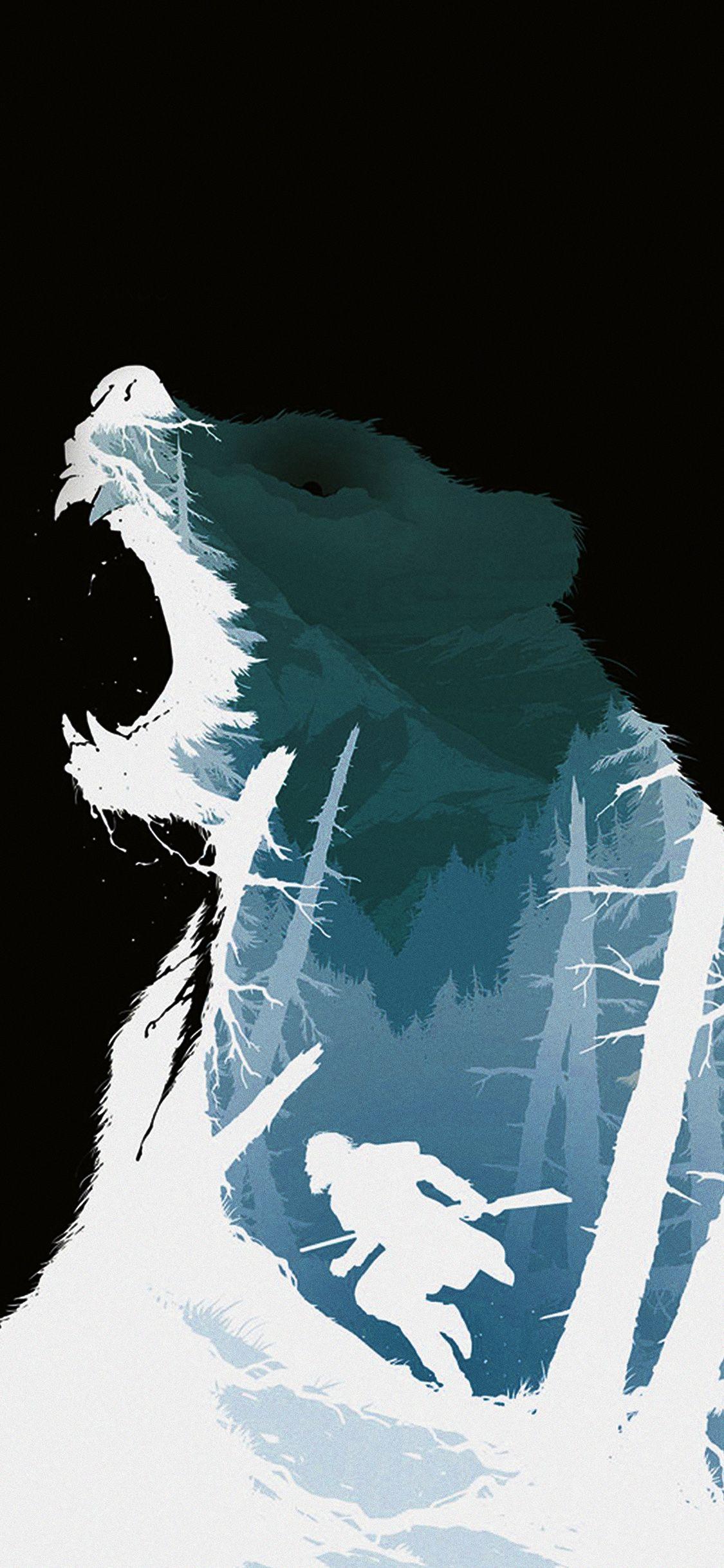 1125x2436 Revenant Dicaprio Poster Film Art Bear Dark Wallpaper