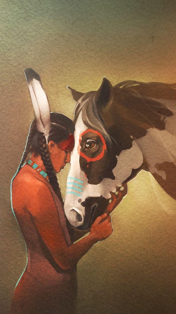 750x1334 Artistic Native American (750x1334) Wallpaper