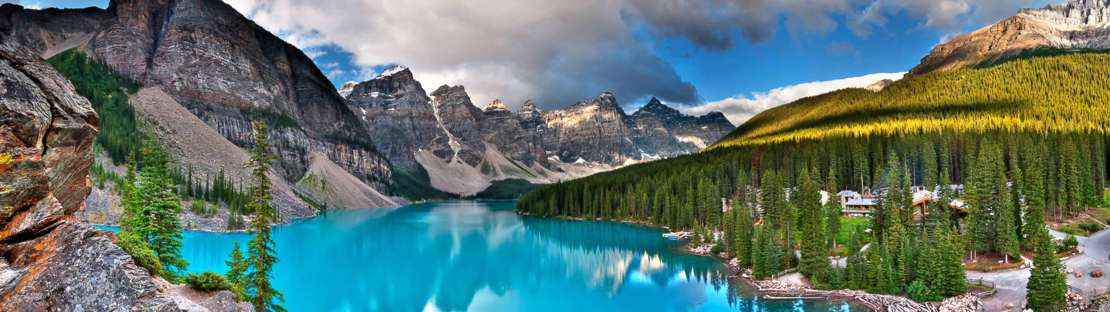 3840x1080 Moraine Lake Banff National Park Wallpaper
