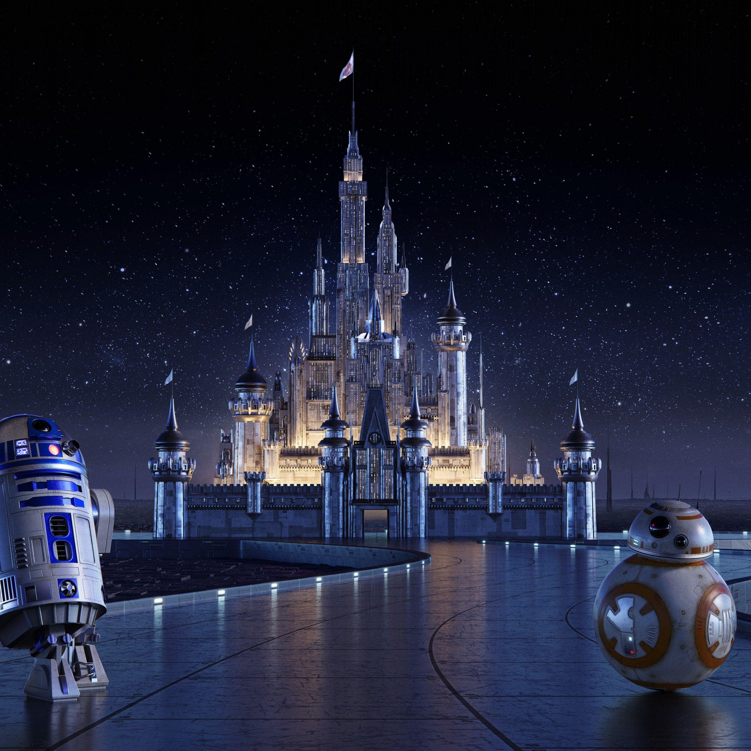 2560x2560 Wallpaper Disney Castle, R2 D BB Star Wars, Cinderella Castle