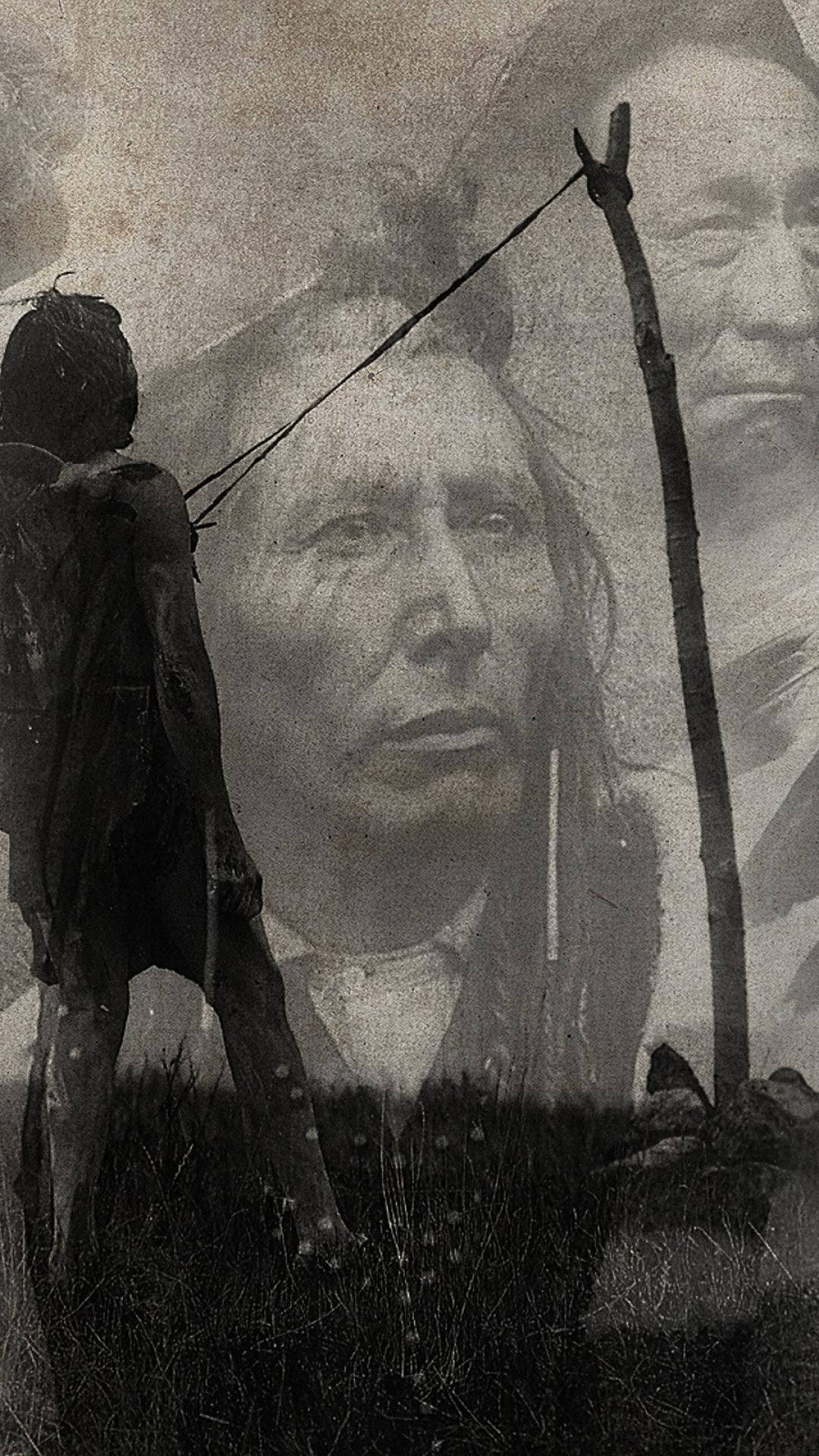 1080x1920 Black and white artwork native americans wallpaper