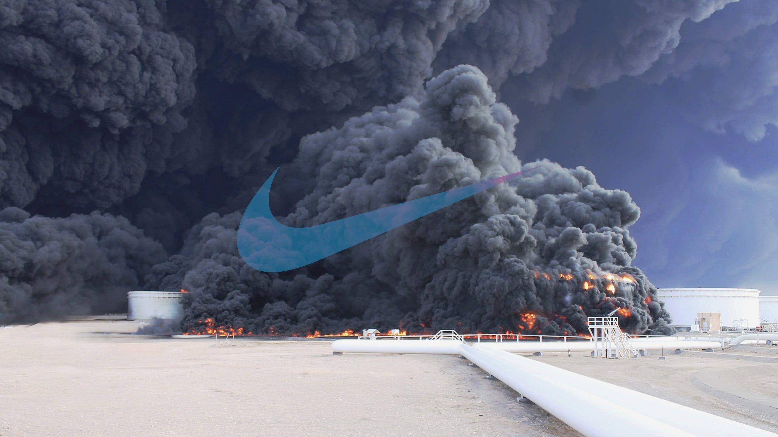 2560x1440 Photo of Nike logo overlay black smoke HD wallpaper