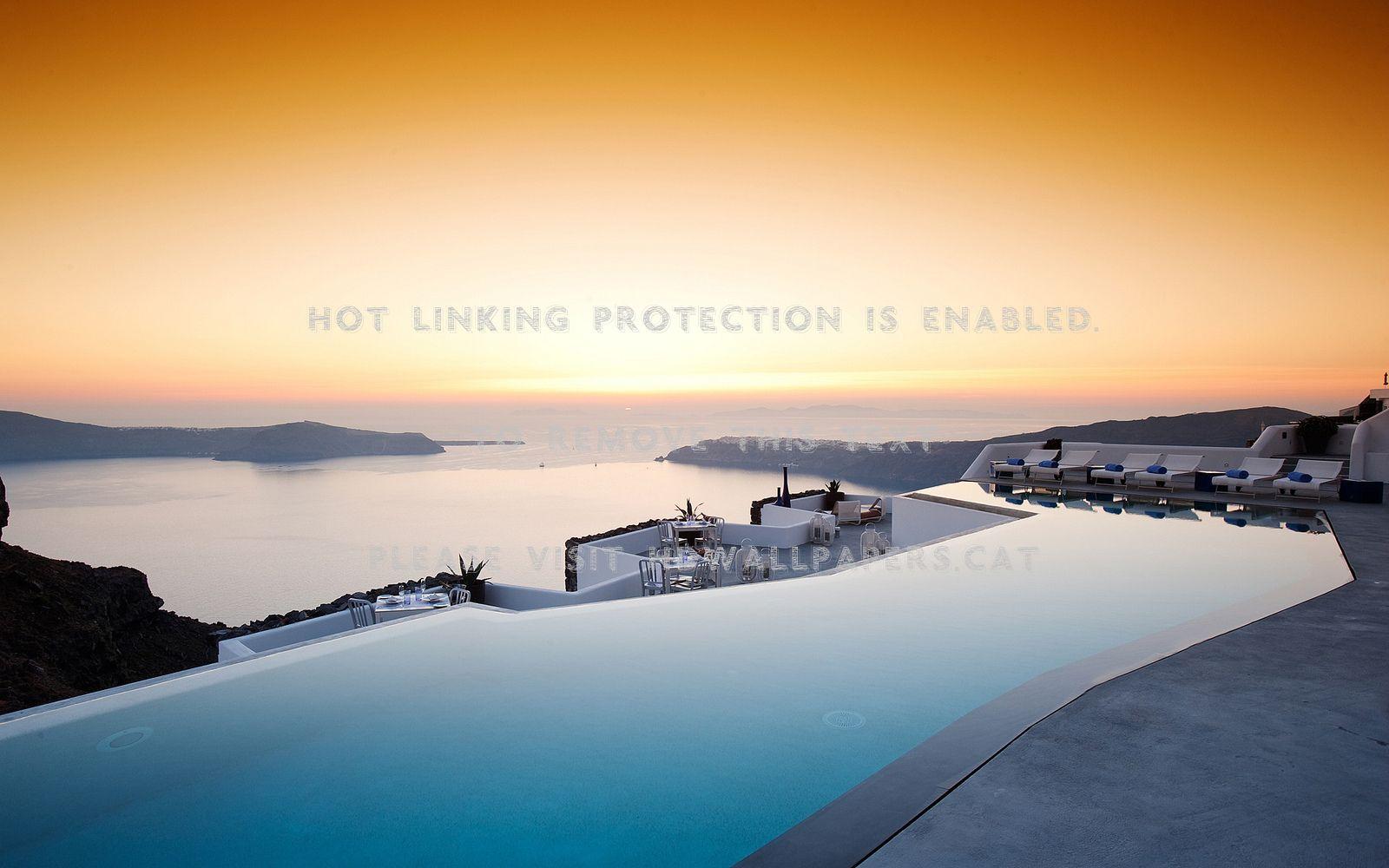 1600x1000 sunset over santorini greek ocean dusk down