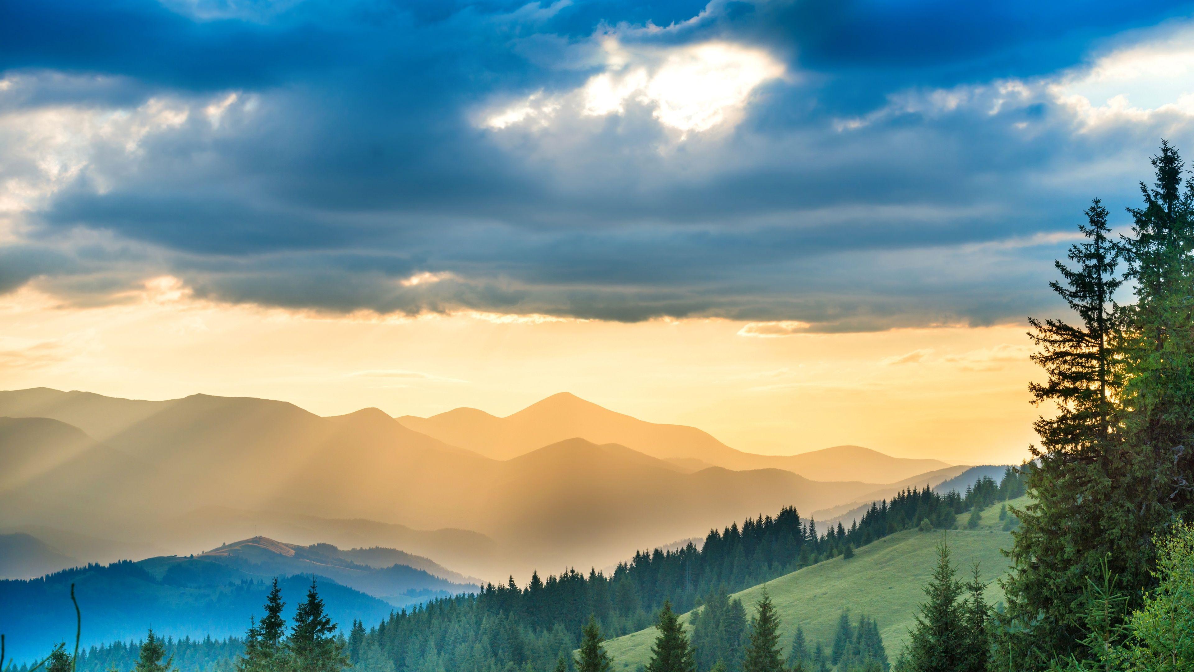 3840x2160 Wallpaper 4k Landscape Mountains Sunbeam Nature 5k 4k Wallpaper, 5k Wallpaper, Clouds Wallpaper, Hd Wallpaper, Landscape Wallpaper, Mountains Wallpaper, Nature Wallpaper, Sunbeam Wallpaper