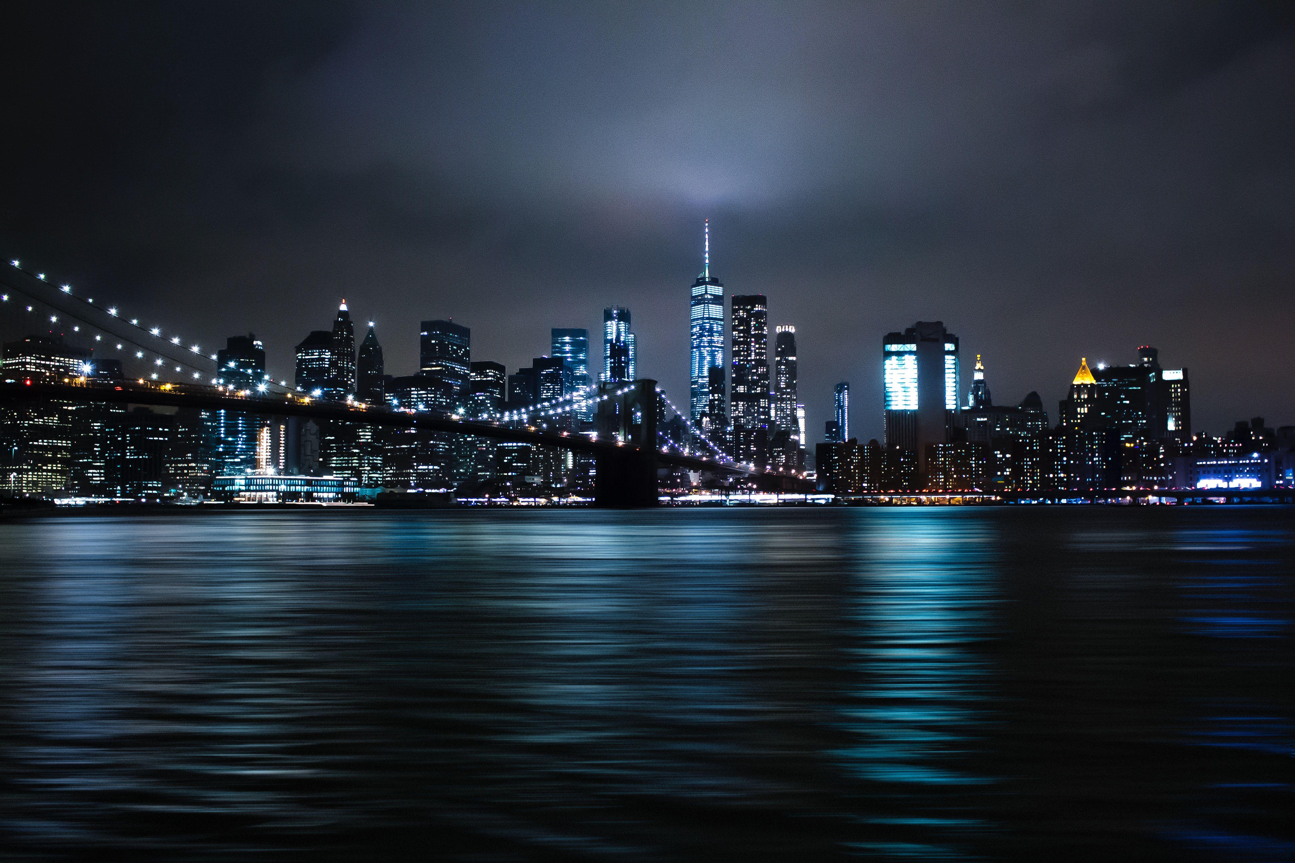 5184x3456 Wallpaper New York City, Brooklyn Bridge, City lights, Night