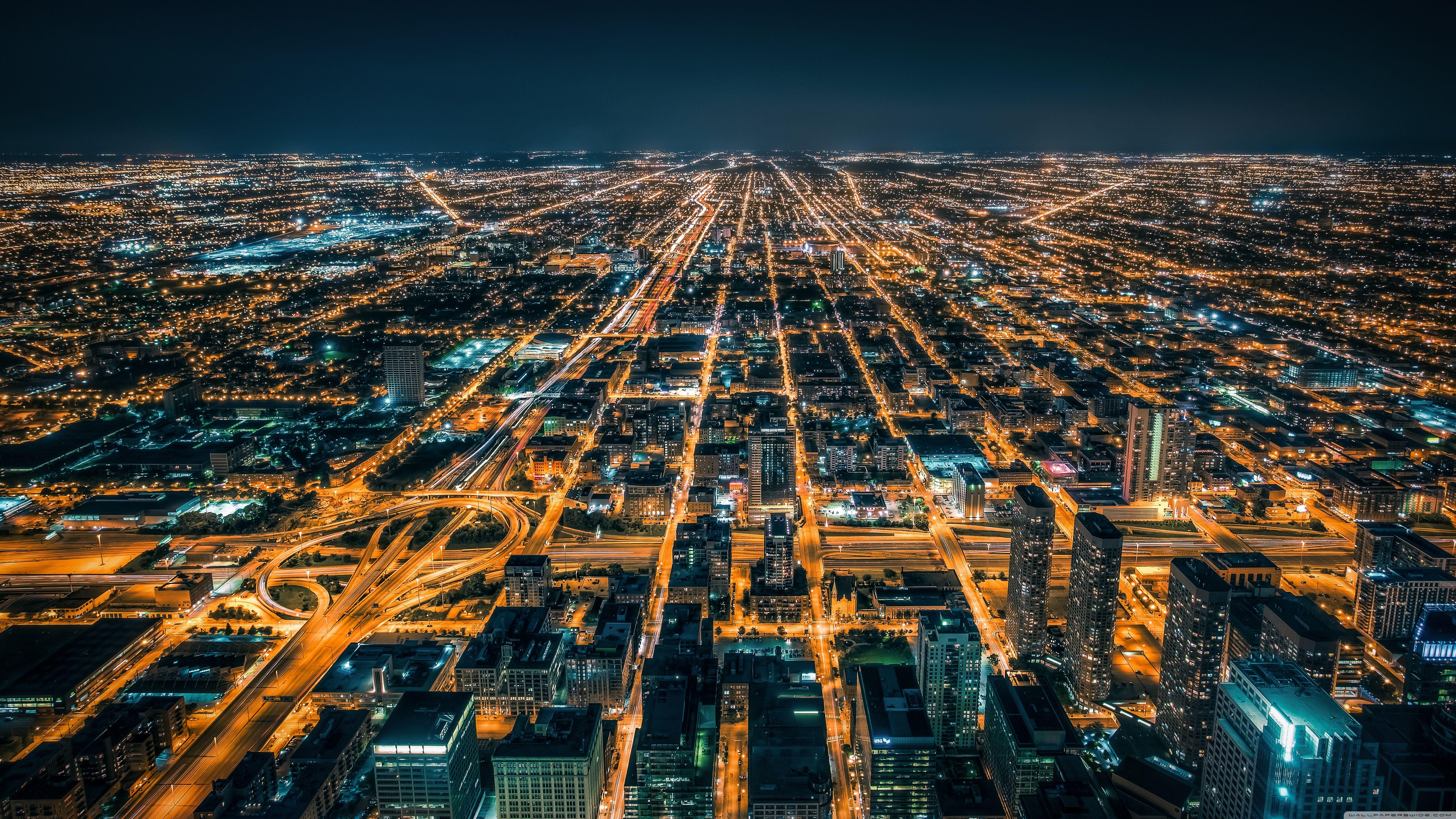 5120x2880 Metropolis at Night Ultra HD Desktop Background Wallpaper
