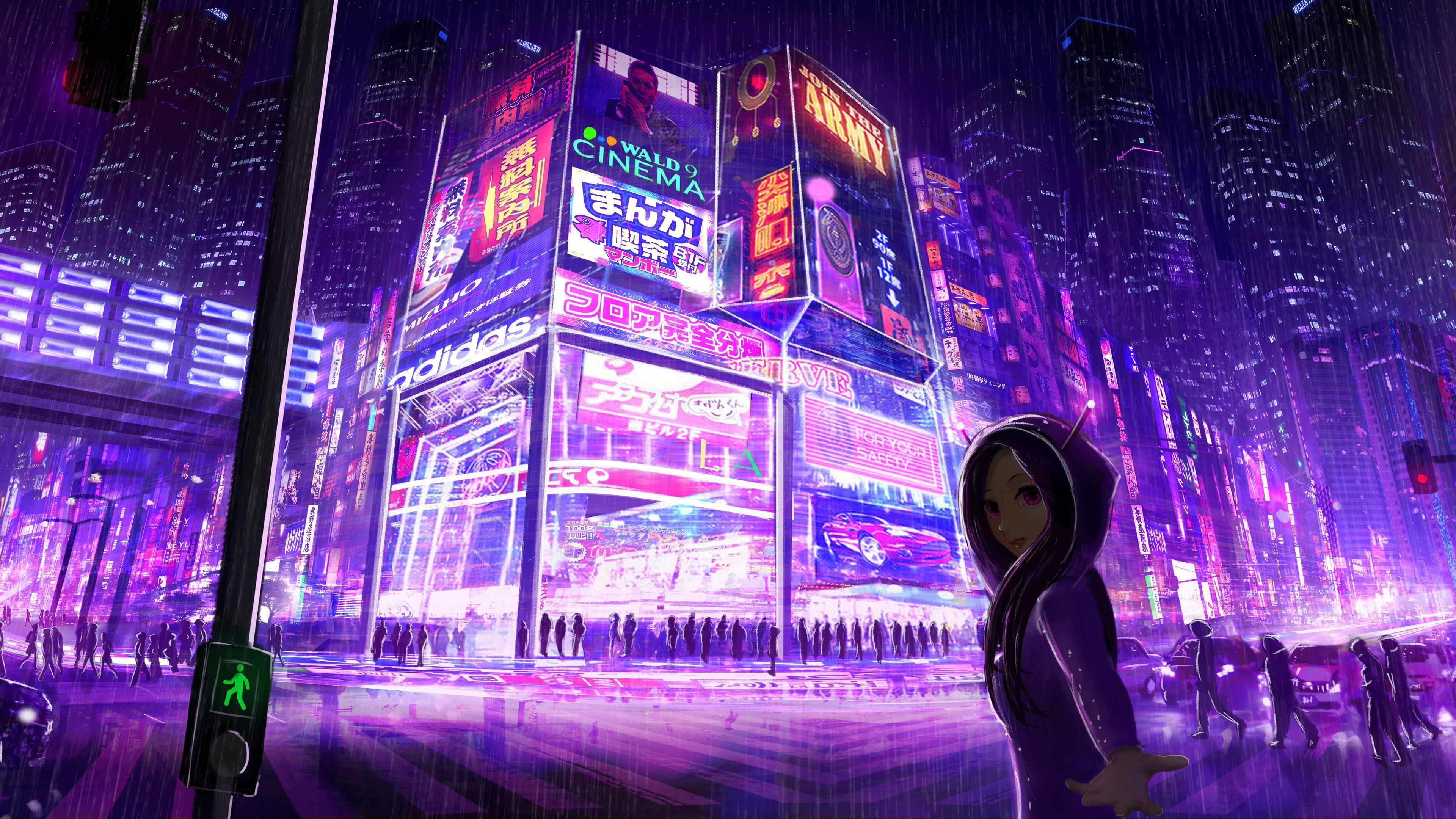 Beautiful Anime Cyberpunk Girl Wallpaper 4K