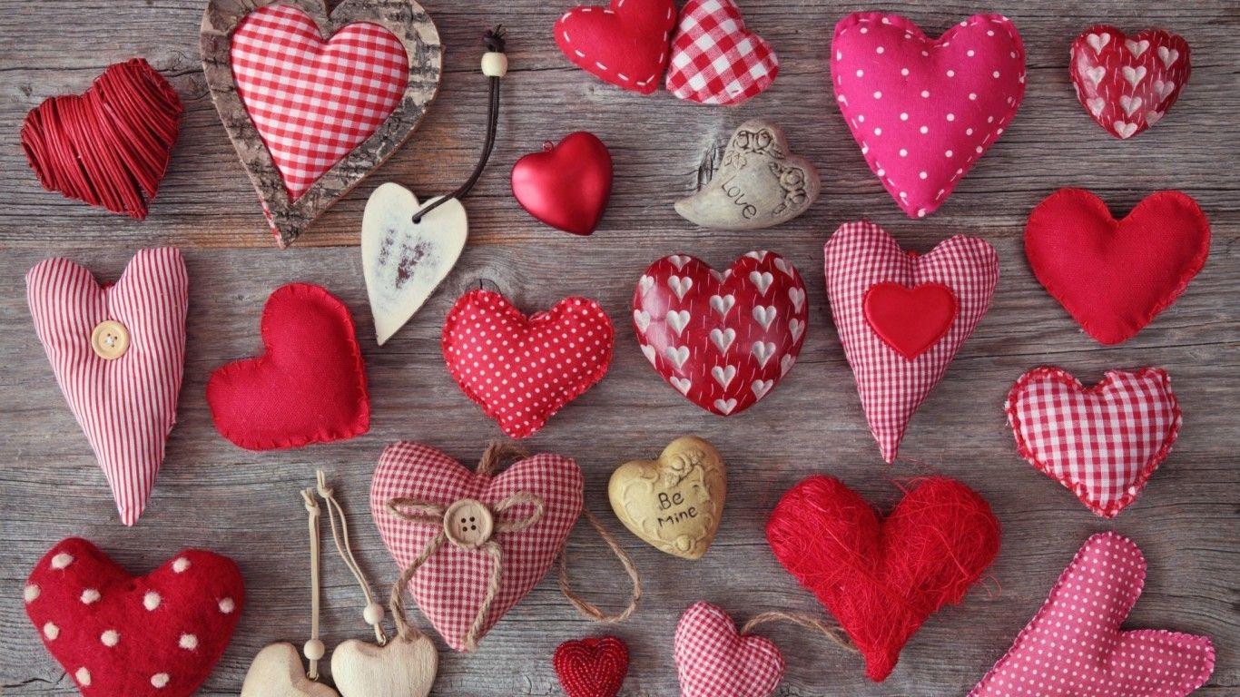 1366x768 Download 1366x768 Valentine's Day, Hearts, Love, Top Wallpaper