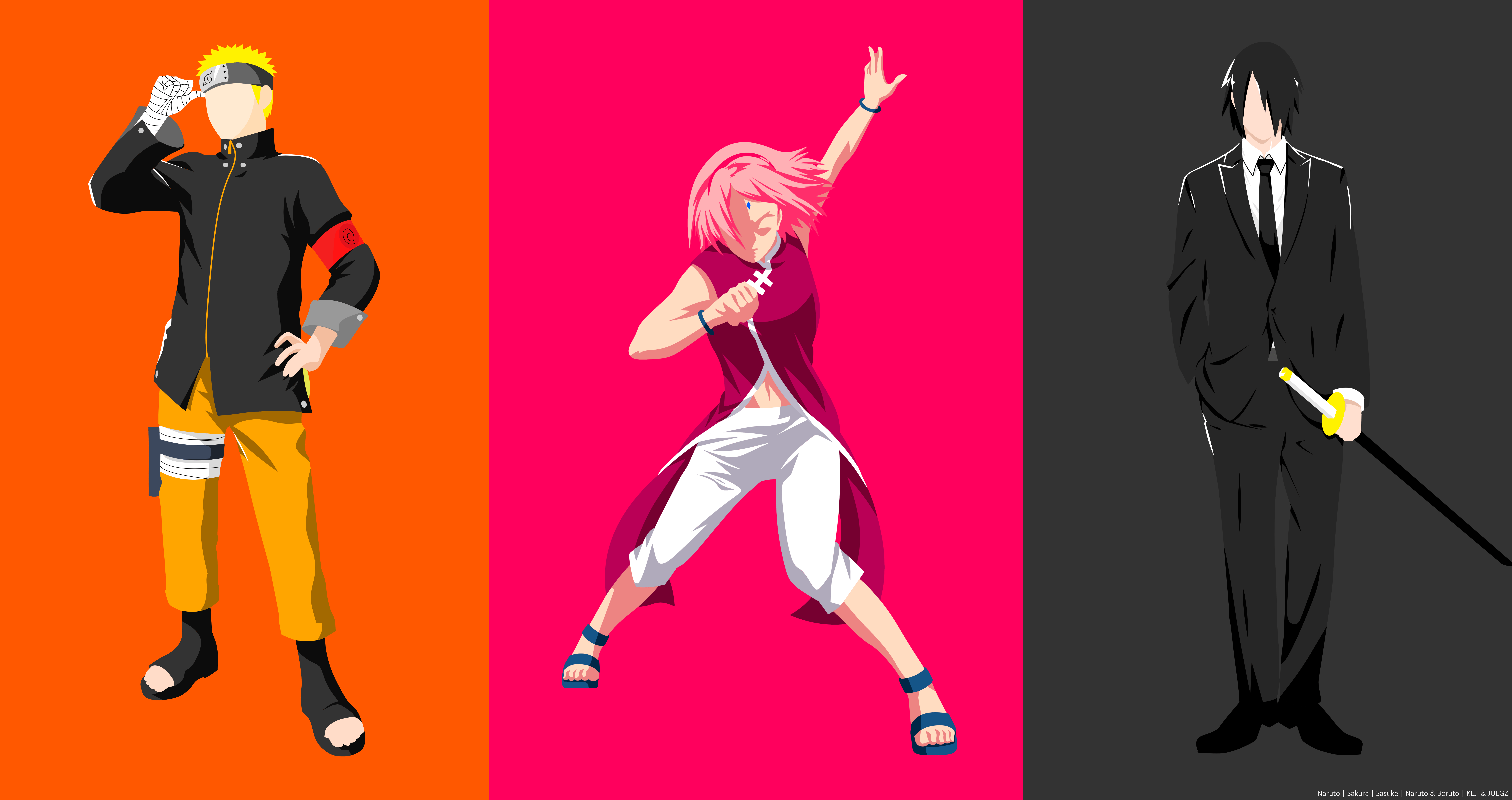 8500x4500 Minimalist, Short Hair, Naruto, Sasuke Uchiha, Pink Hair