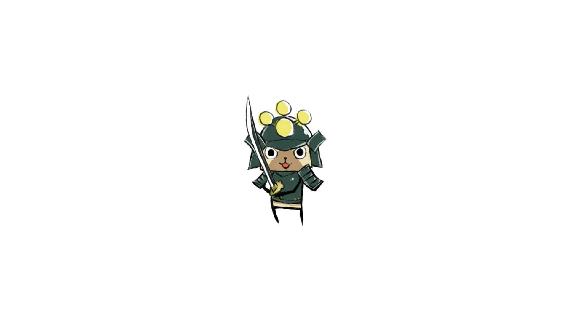 1920x1080 Samurai cartoon character, minimalism, white, Monster Hunter