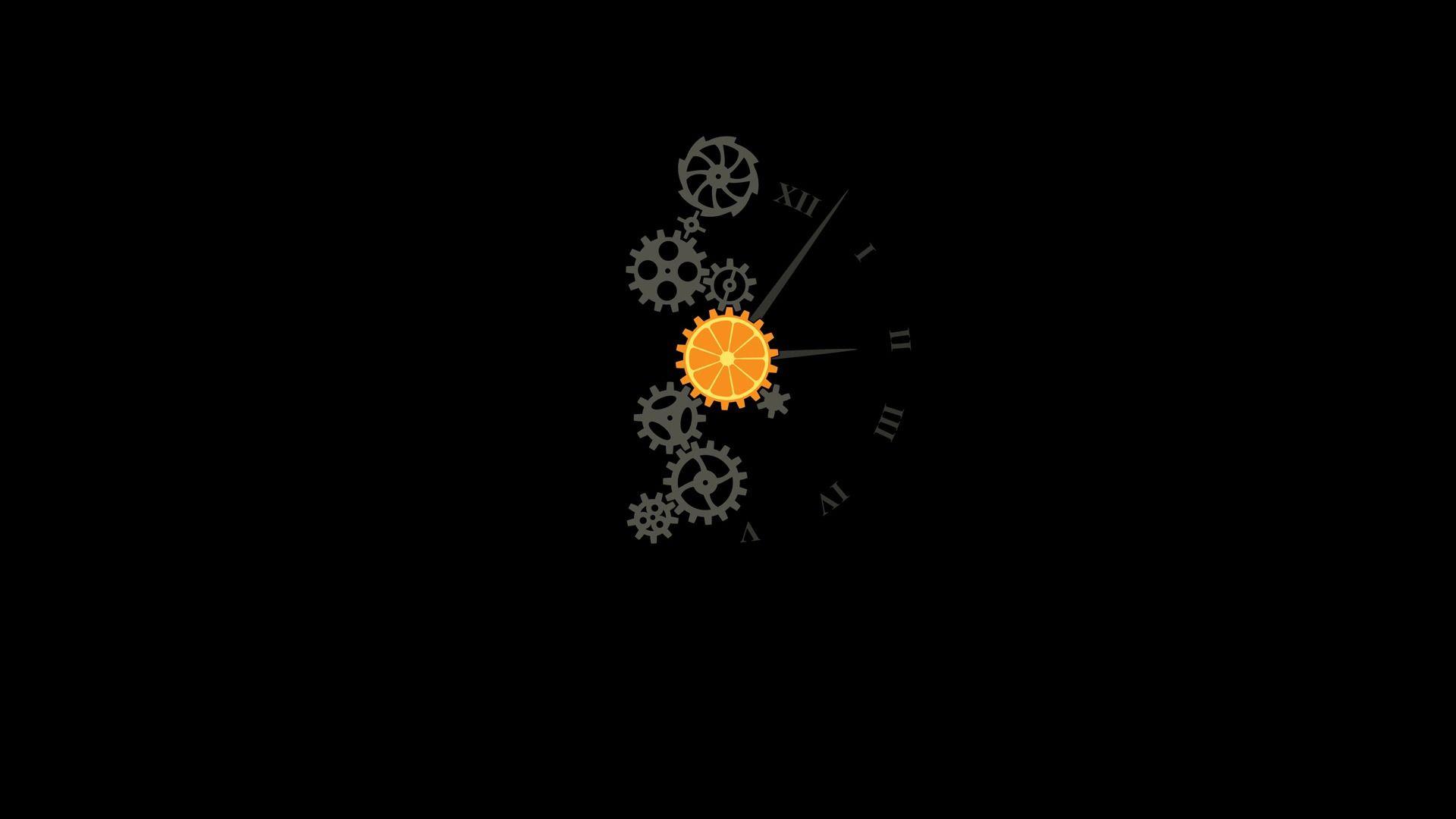 1920x1080 orange minimal clock (1920x1080)