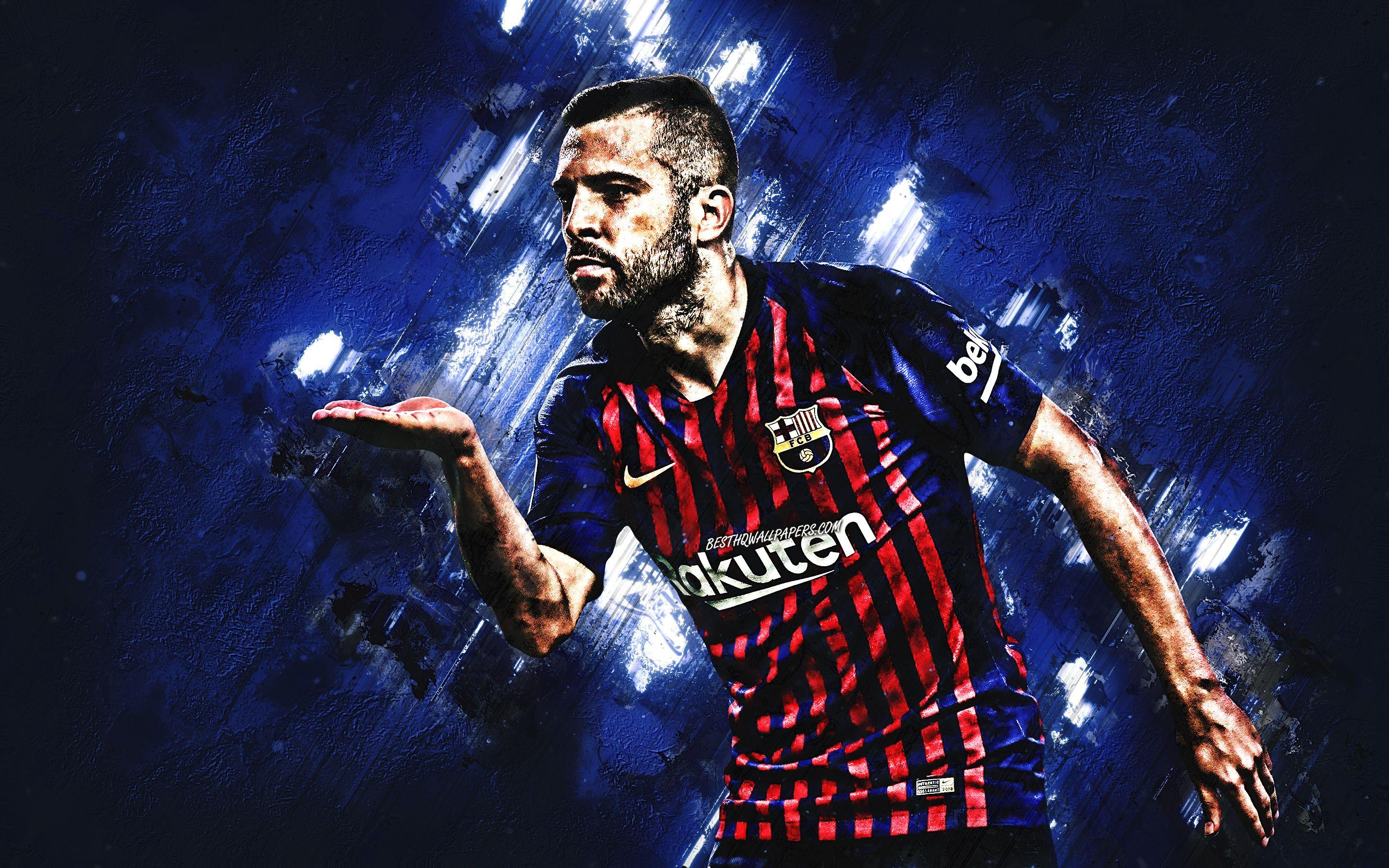 2880x1800 Download wallpaper Jordi Alba, blue stone, Barcelona FC, spanish