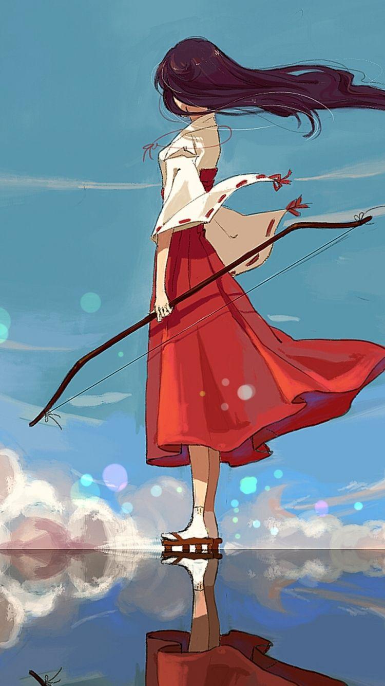 750x1334 Download 750x1334 wallpaper archer, kikyo, inuyasha, anime girl