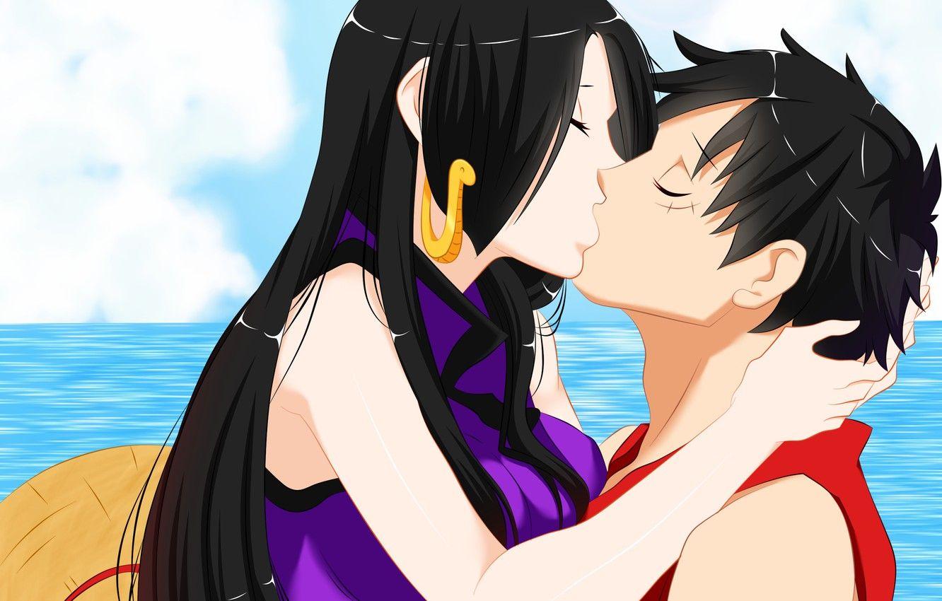 1332x850 Photo Wallpaper Love, Kiss, Anime, Art, One Piece Hancock