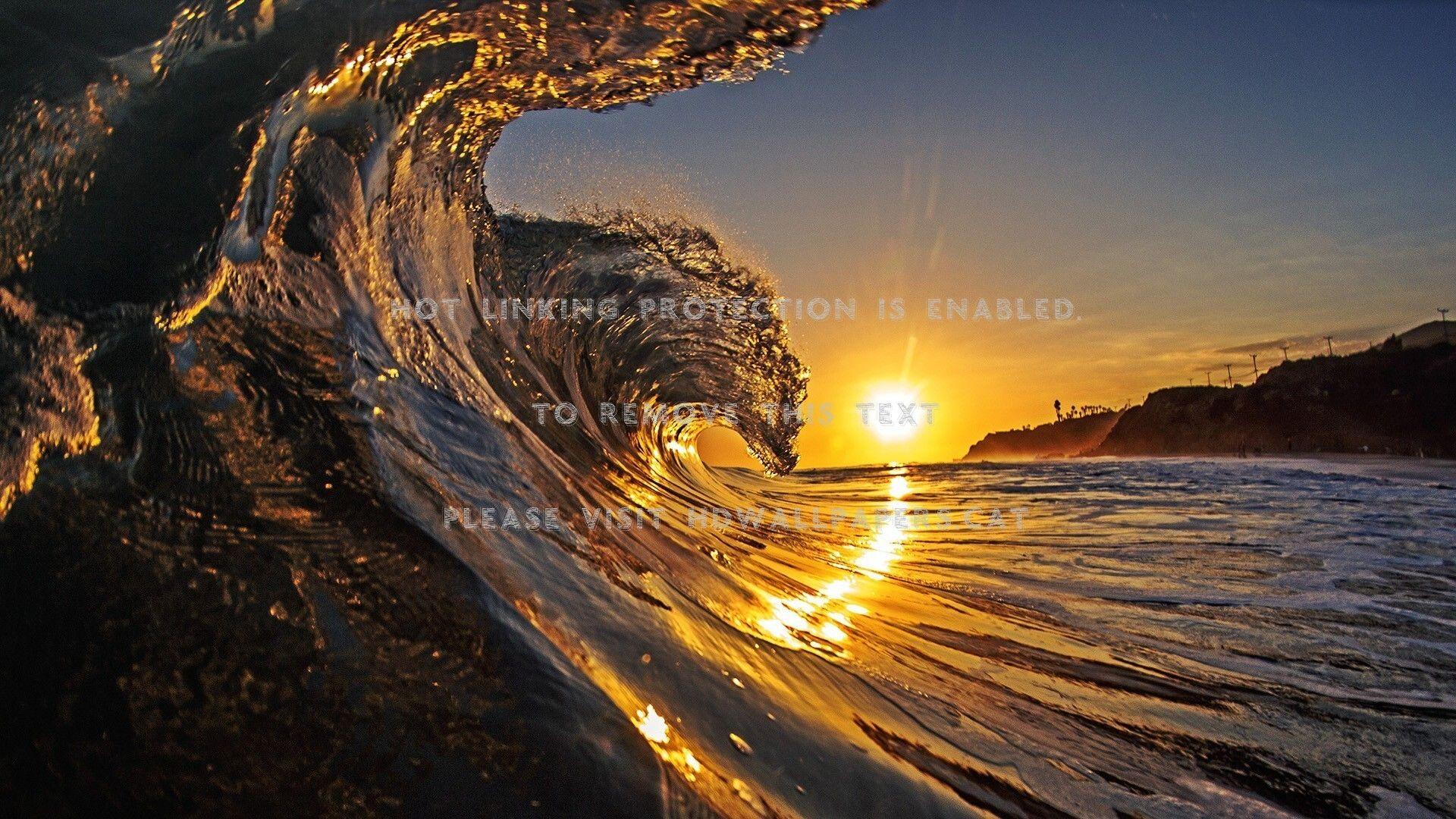 1920x1080 sunset surf hawaii beach wave ocean sand