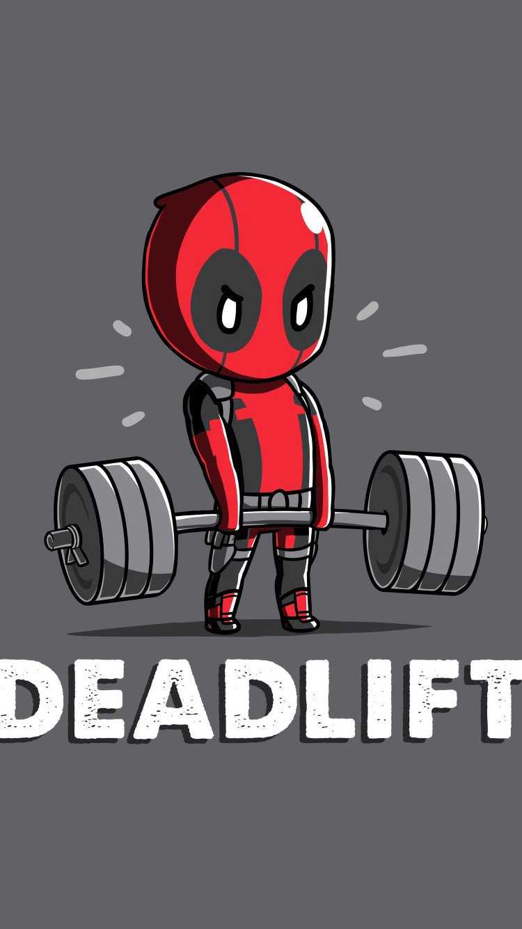 750x1334 Deadpool Deadlift Funny 8K HD Wallpaper (750x1334)