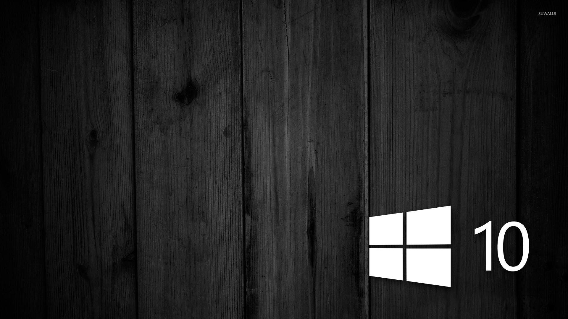 1920x1080 Windows 10 on black wooden panels [5] wallpaper