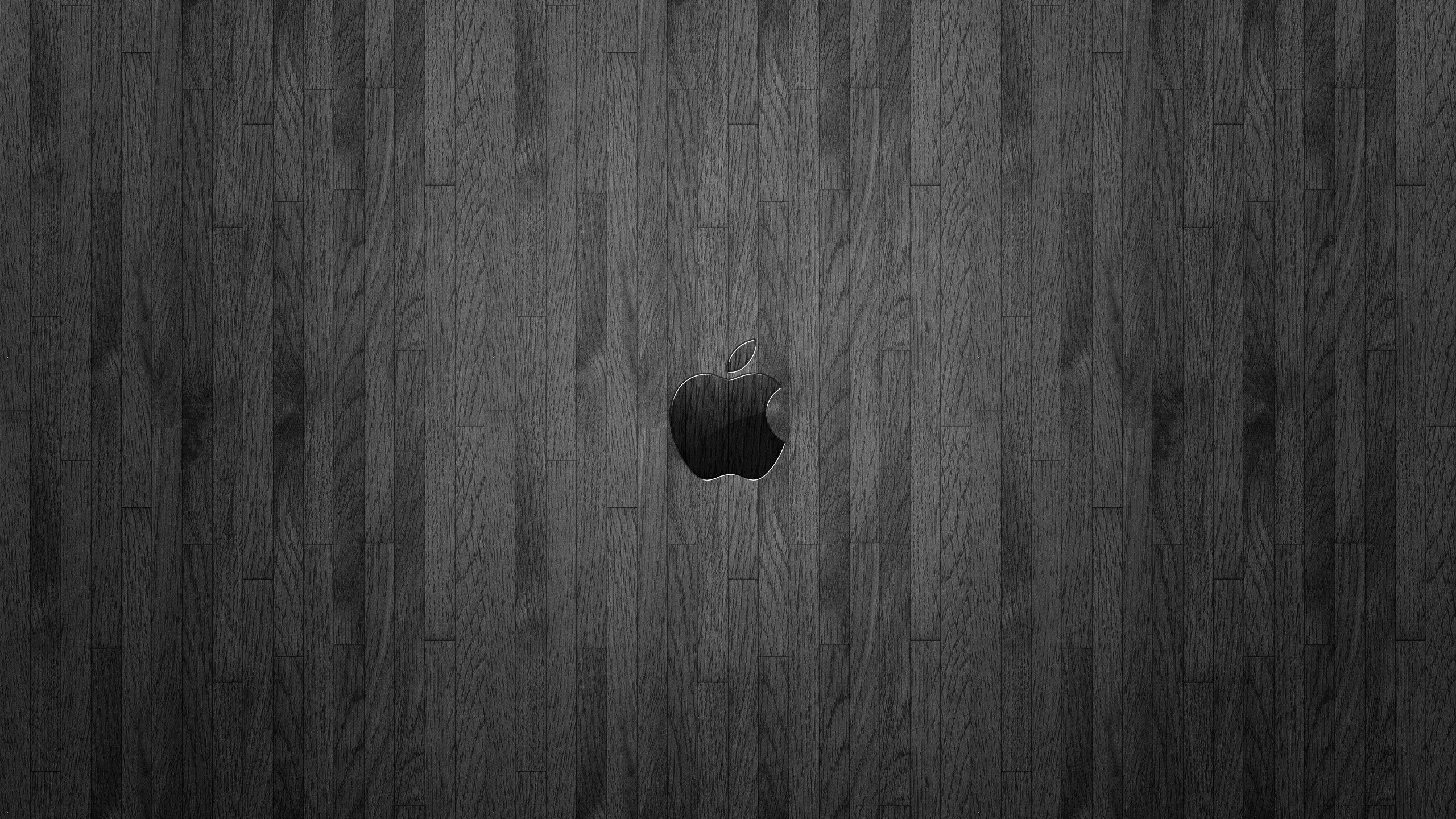 2560x1440 Black Wood Wallpaper Apple Logo
