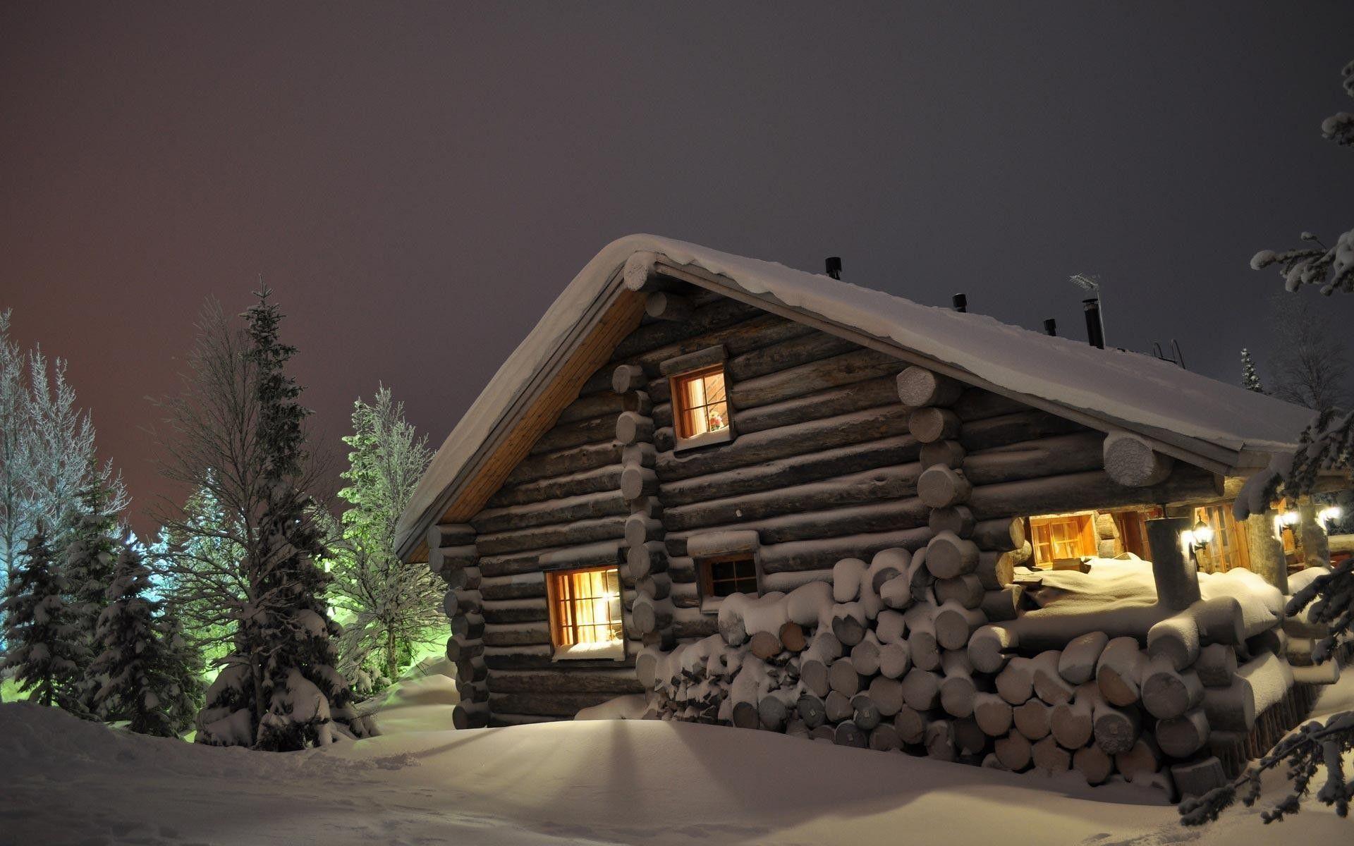 1920x1200 3D Log Cabin Wallpaper