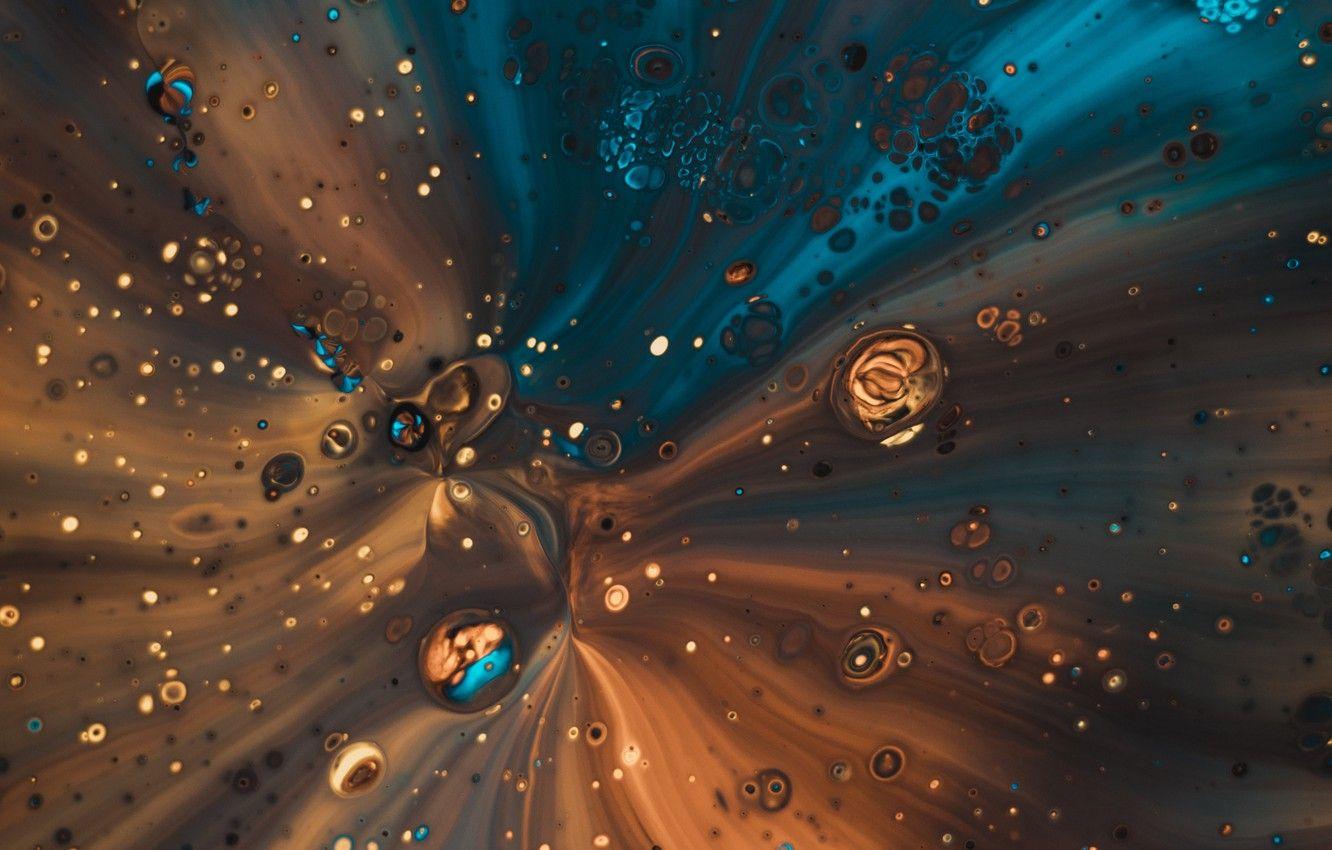 1332x850 Wallpaper colors, bubbles, gold, blue, brown, liquid, textures