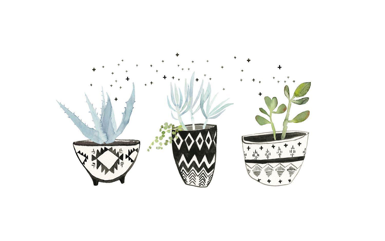 1500x938 DIY Aztec Print Succulent Pots. Watercolor desktop wallpaper