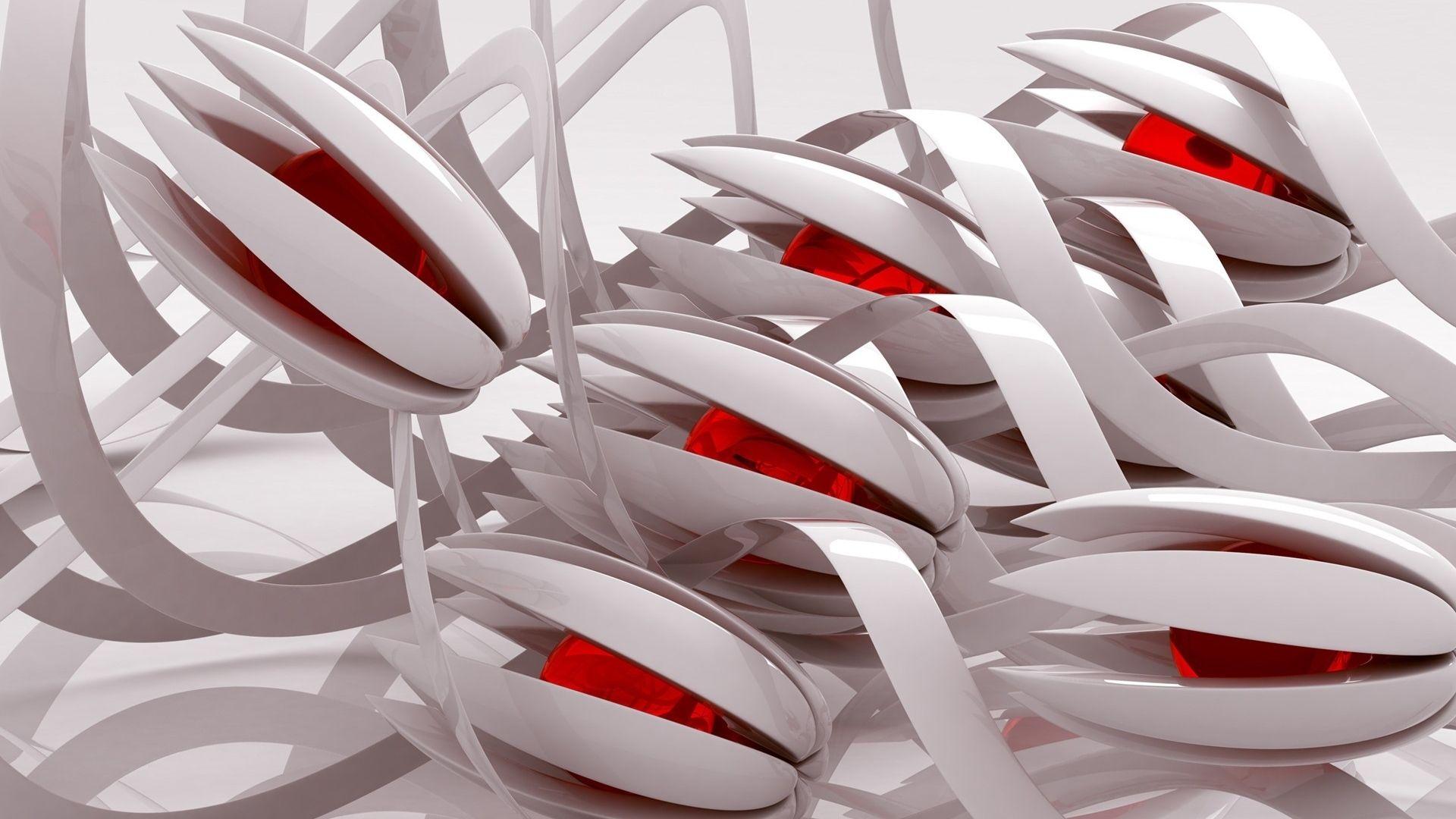 1920x1080 Full HD Wallpaper futuristic petal red sphere white, Desktop