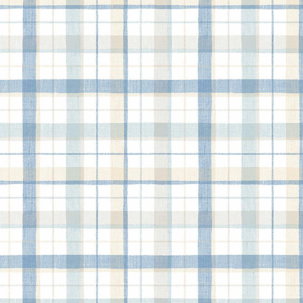 1000x1000 August Grove Carlsen Linen Plaid 2.25' L x 20.5 W Matte Wallpaper