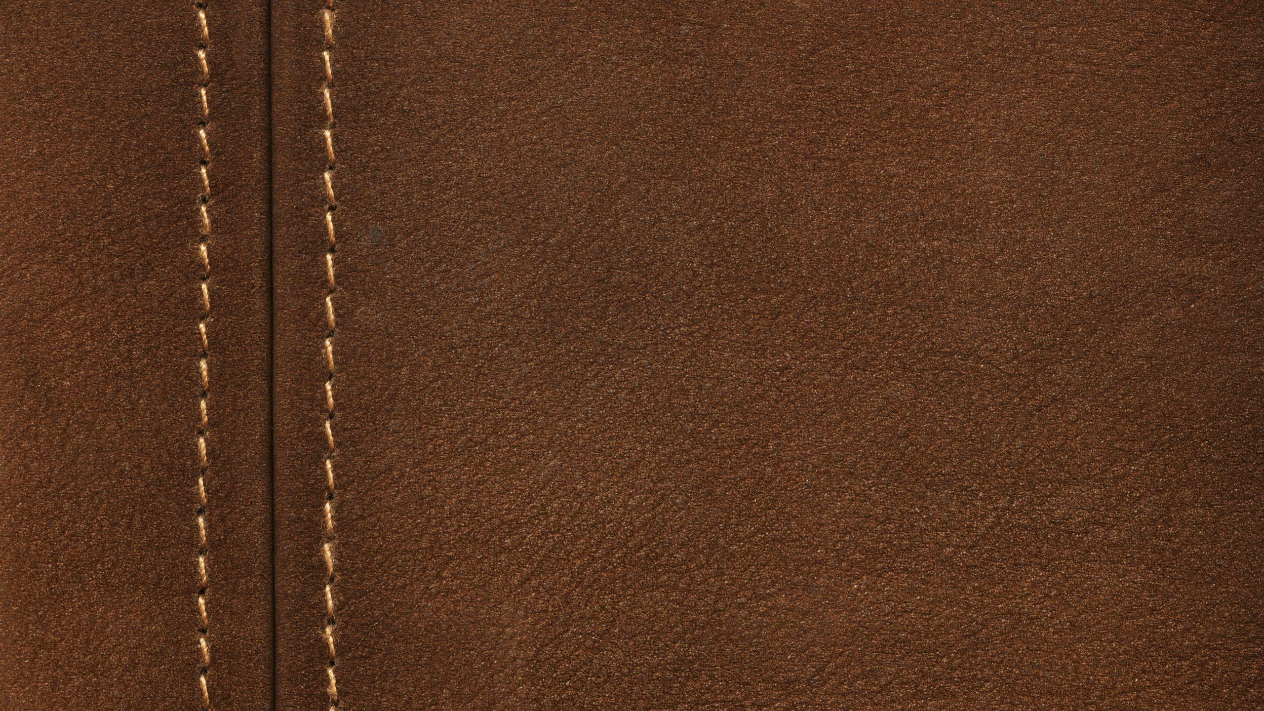2560x1440 seam, texture, thread, leather, background, brown