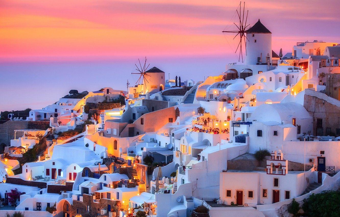 1332x850 Wallpaper the sky, the city, lights, rocks, island, the evening