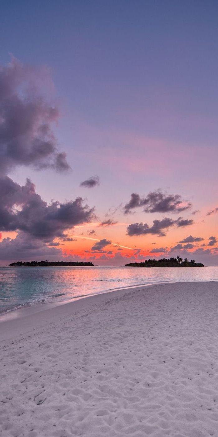 700x1400 sunset sky, white beach sand, orange and purple sky, girly wallpaper. Sunset wallpaper, Sky aesthetic, Beach wallpaper