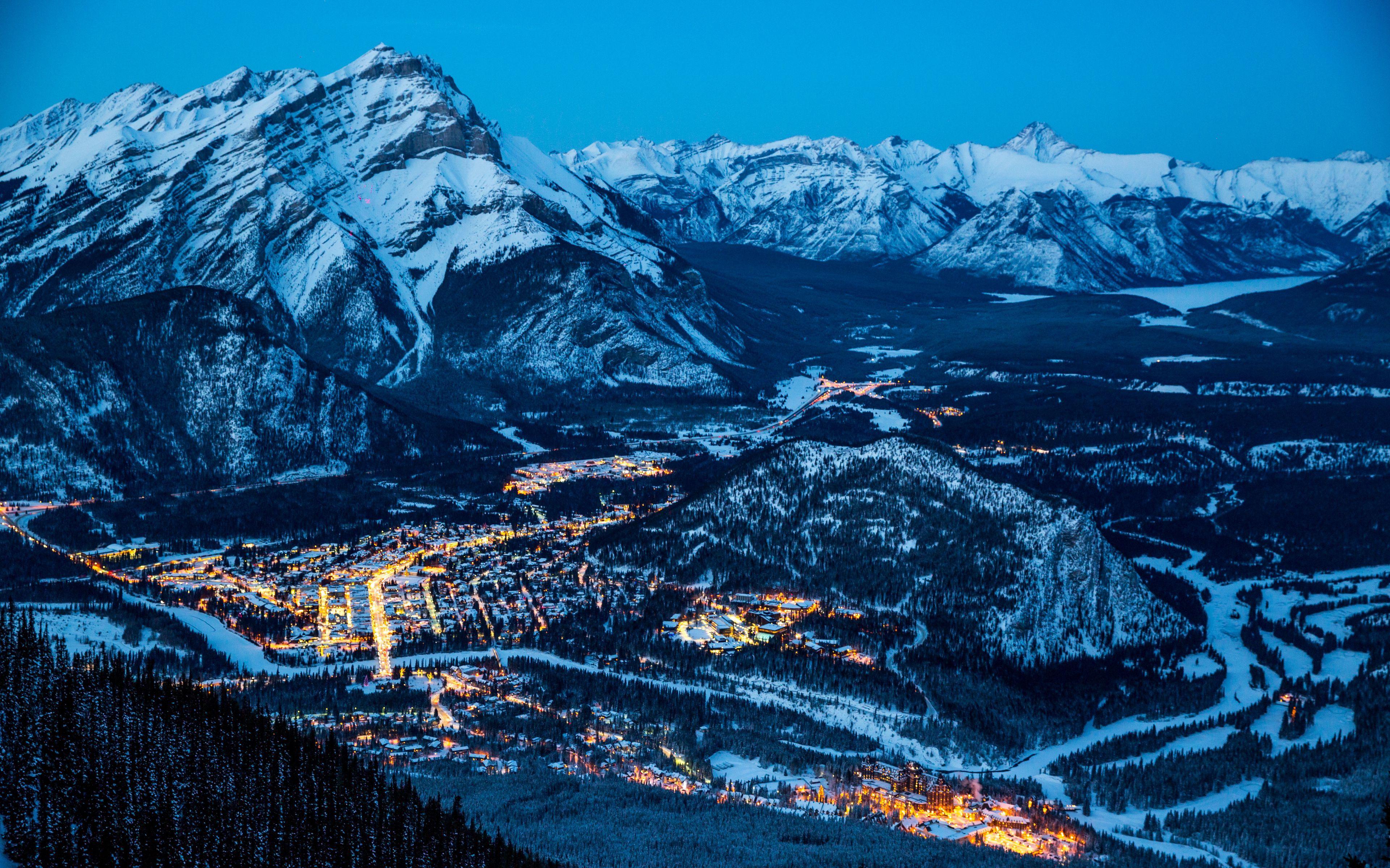 3840x2400 Download wallpaper 3840x2400 banff, canada, night, mountains 4k