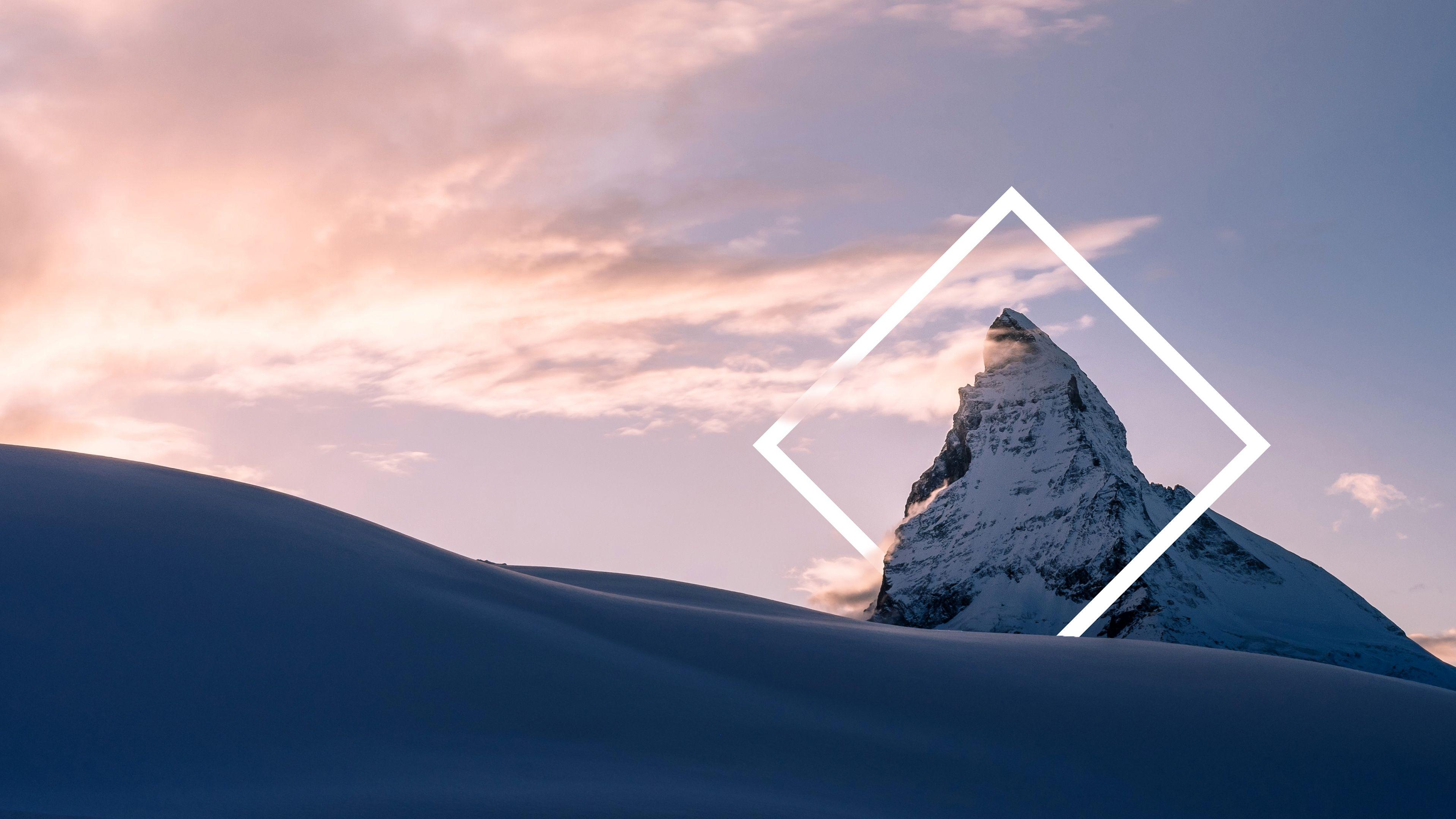 3840x2160 Wallpaper Peak, Geometric, Snow mountains, Winter, 4K, Nature