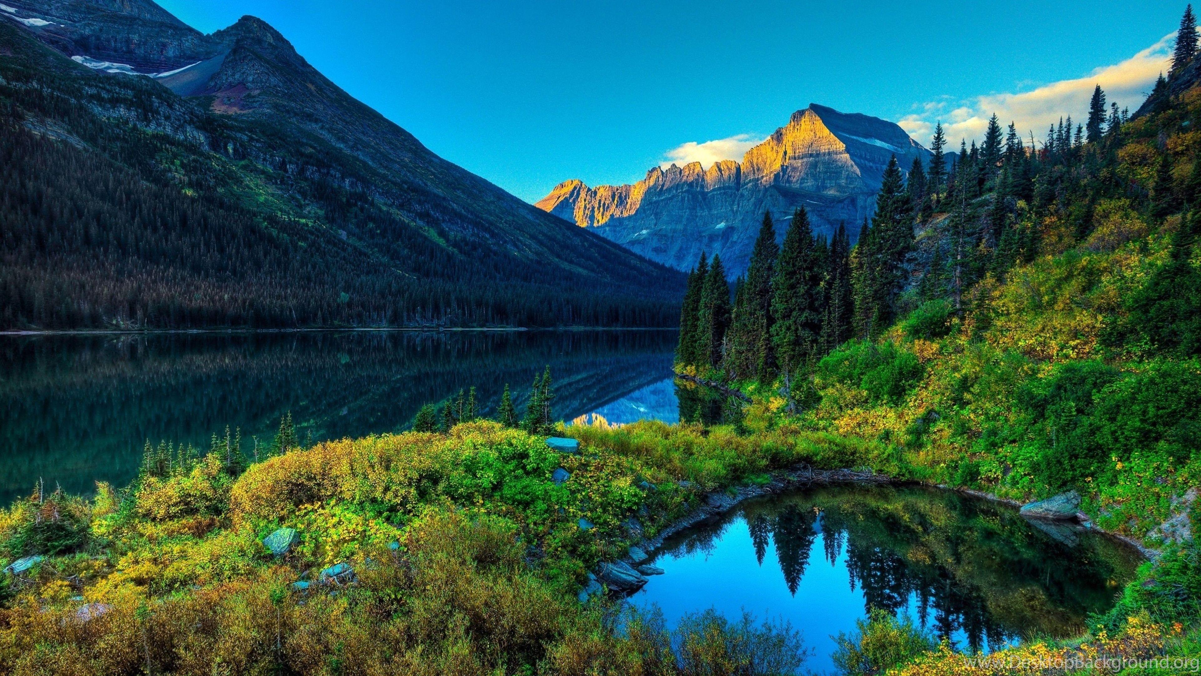 3840x2160 Lushus Lakes And Mountains 4K Wallpaper Desktop Background