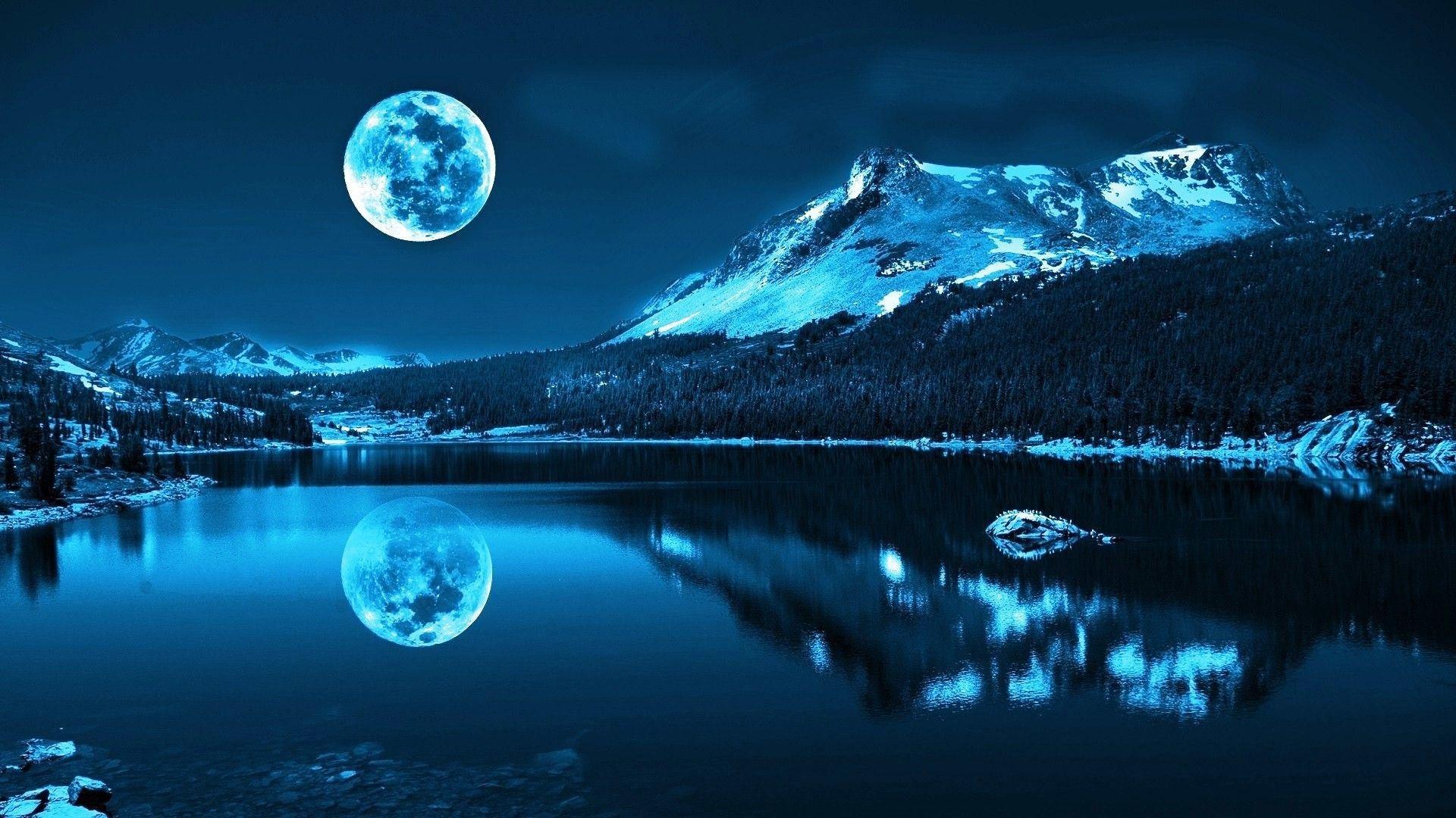 Under Full Moon Light romantic full moon bonito lake swans blue HD  wallpaper  Peakpx