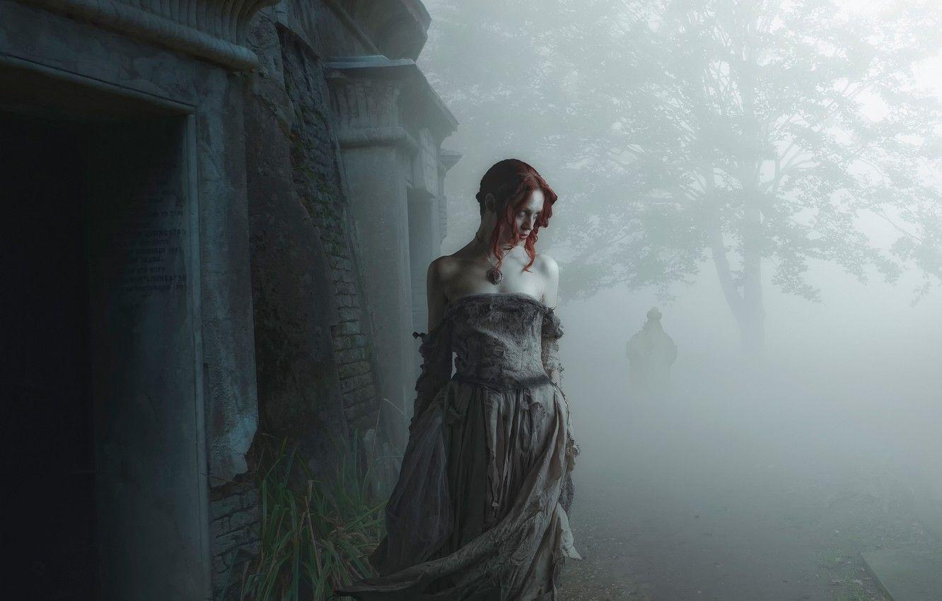 1332x850 Wallpaper girl, fantasy, art, vampire, photomanipulation