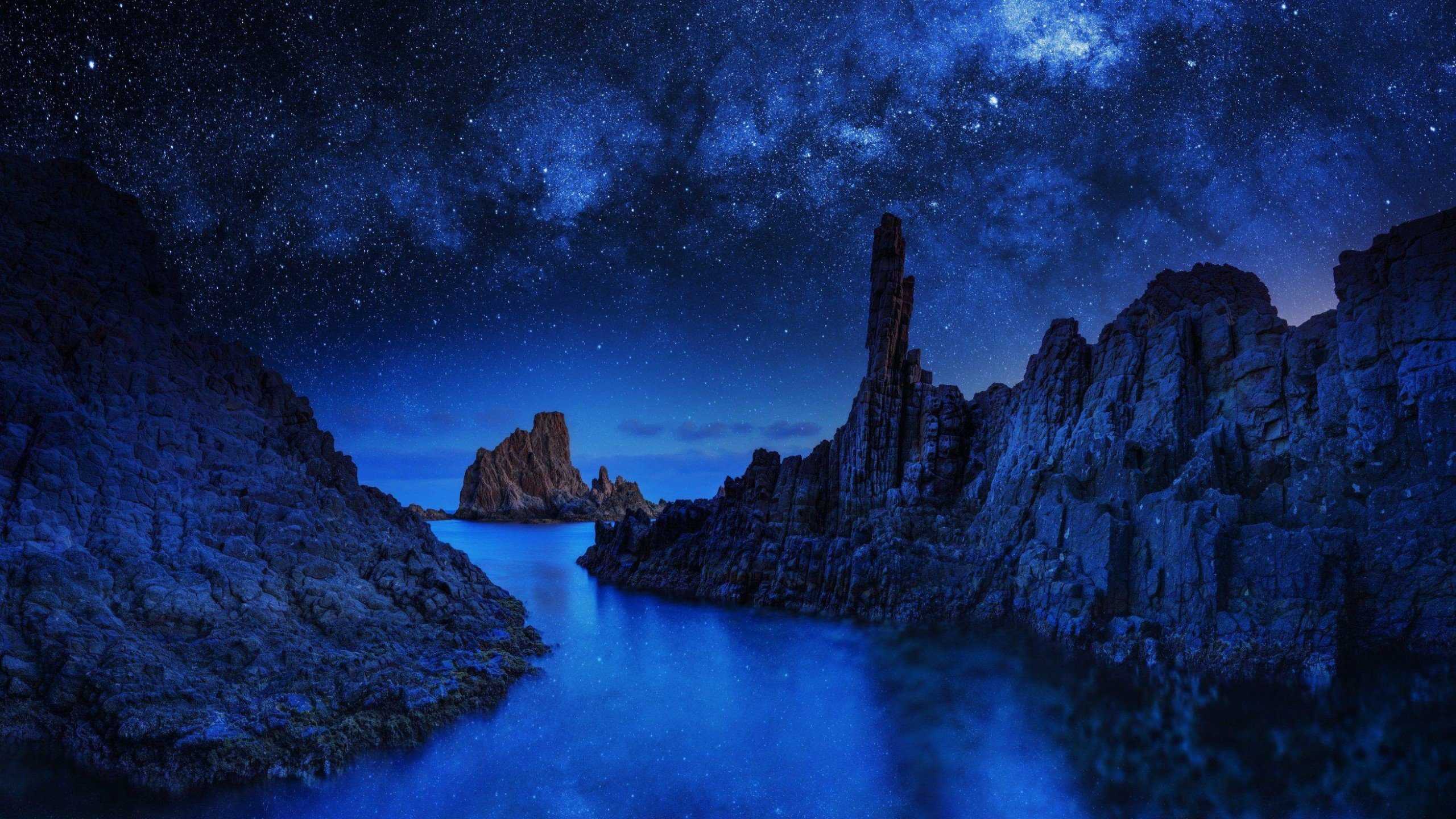 2560x1440 Ocean Rocks Blue Sky Hình nền HD (2560x1440)