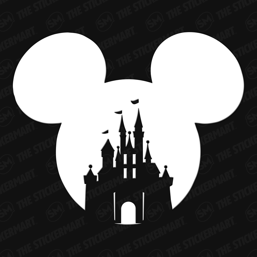 Decal Vinyl 1000x1000 Mickey Head Castle.  Hình dán Disney, giấy nến Disney