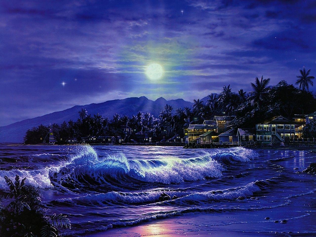 Ocean Waves At Night Wallpapers Top Free Ocean Waves At Night