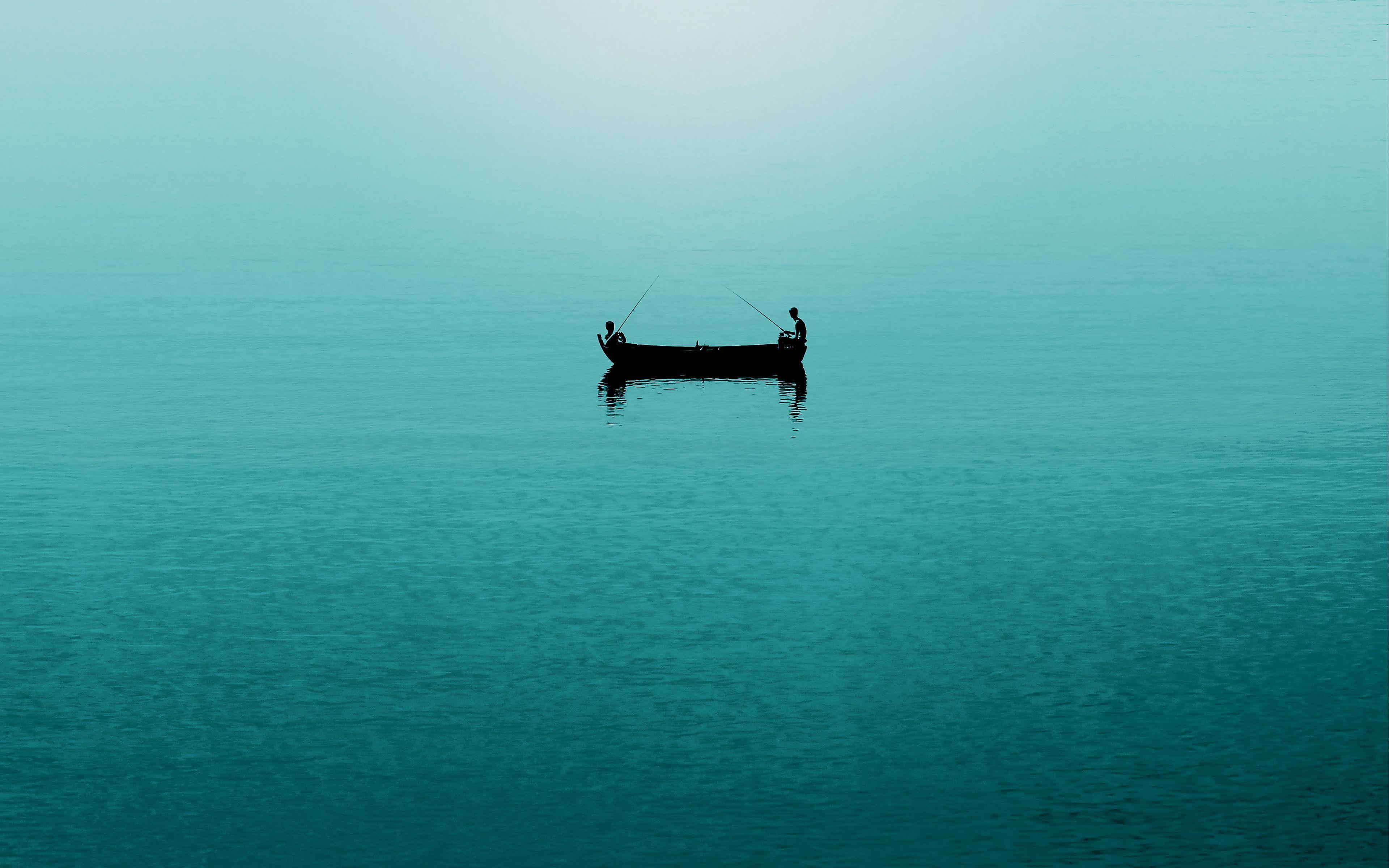 3840x2400 Download wallpaper 3840x2400 sea, fishermen, boat, fishing