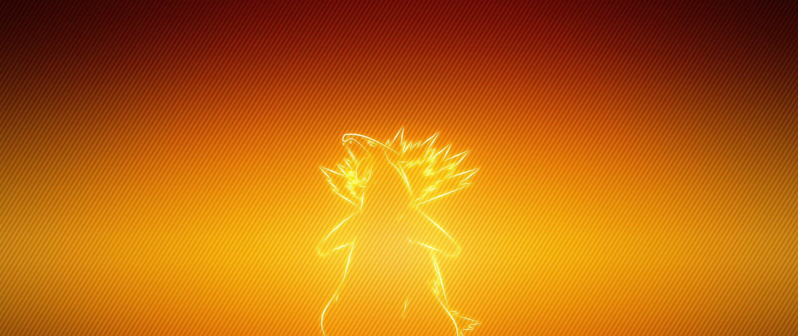 2560x1080 Download wallpaper 2560x1080 pokemon, typhlosion, badger dual wide