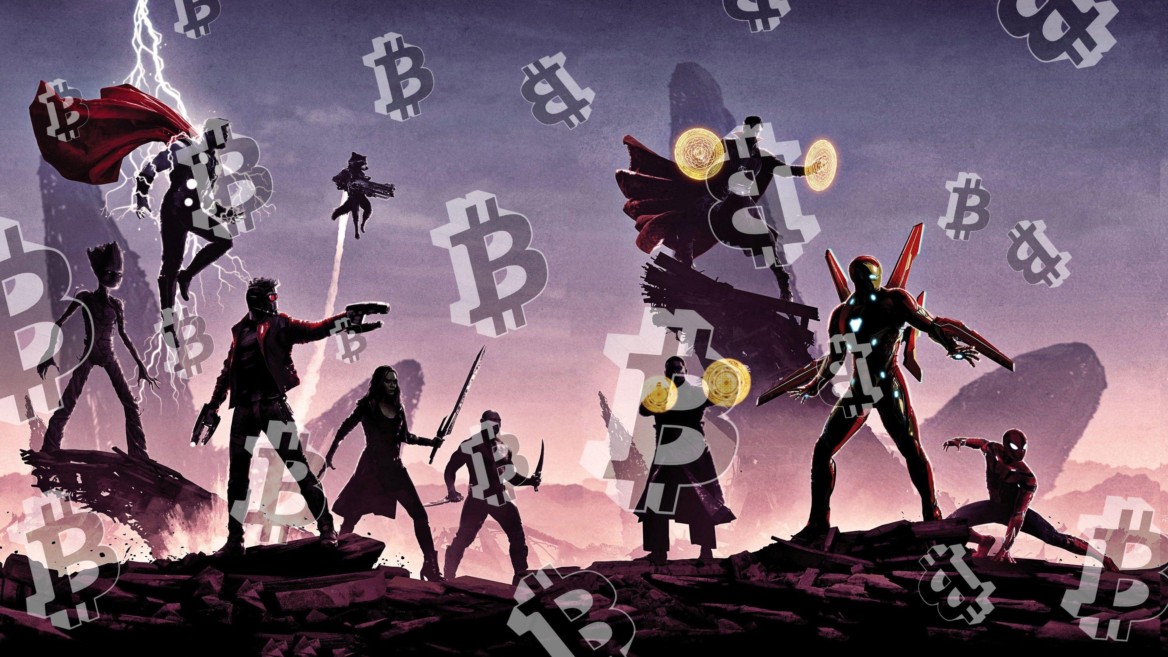 3840x2160 Bitcoins Everywhere Inverted Avengers Infinity War Minimalist