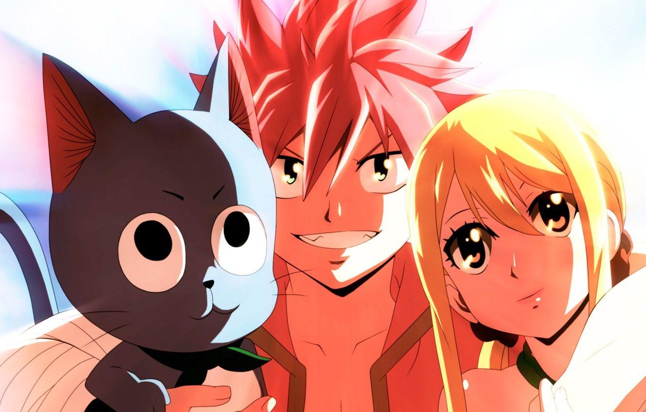 1332x850 Photo Wallpaper Cat, Girl, Guy, Fairy Tail, Natsu, X Lucy