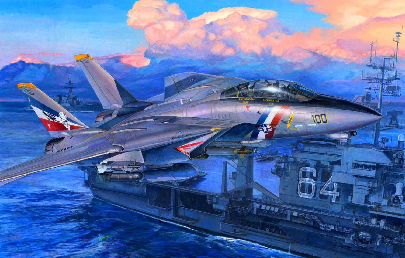 1332x850 Wallpaper war, art, airplane, painting, aviation, jet, Grumman F