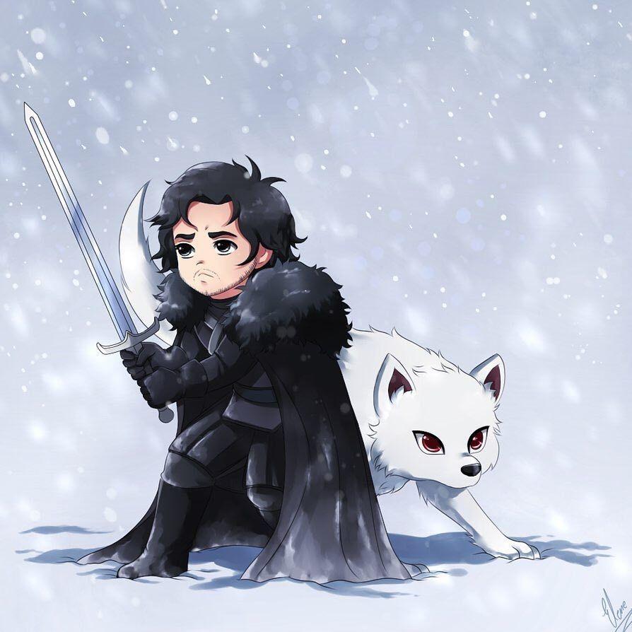 894x894 Game of Thrones Jon and Ghost fanart. Game of thrones cartoon