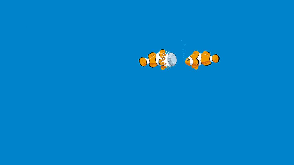 1244x700 Blue Fish Underwater Clown Fish Pie humor funny ocean sea wallpaperx1080