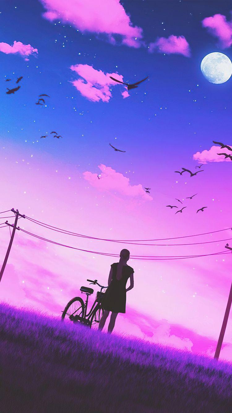 750x1334 Girl Bicycle Vaporwave Art 4k iPhone iPhone 6S, iPhone