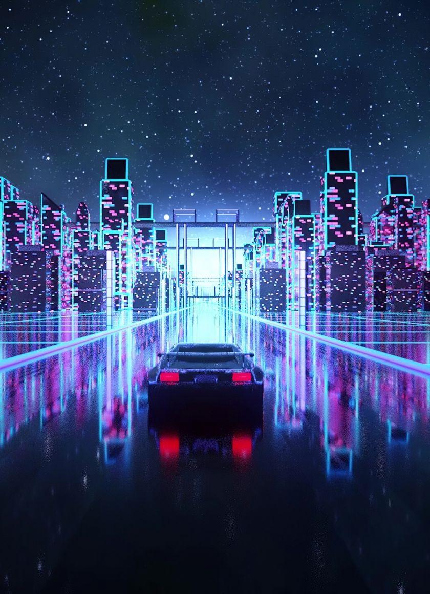 840x1160 Download 840x1160 wallpaper cyberpunk, outrun, vaporwave, car