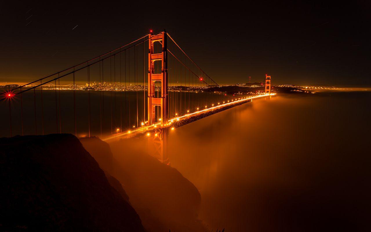 1280x800 Wallpaper California USA Golden Gate Bridge bridge Night Street