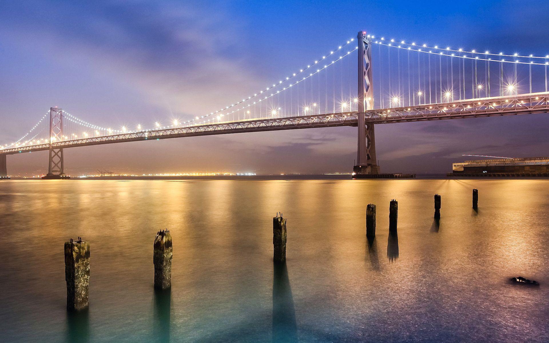 1920x1200 Golden Gate Bridge Lights At Night Wallpaper